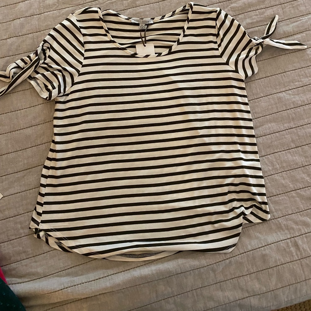 Short sleeved blouse striped - green envelope